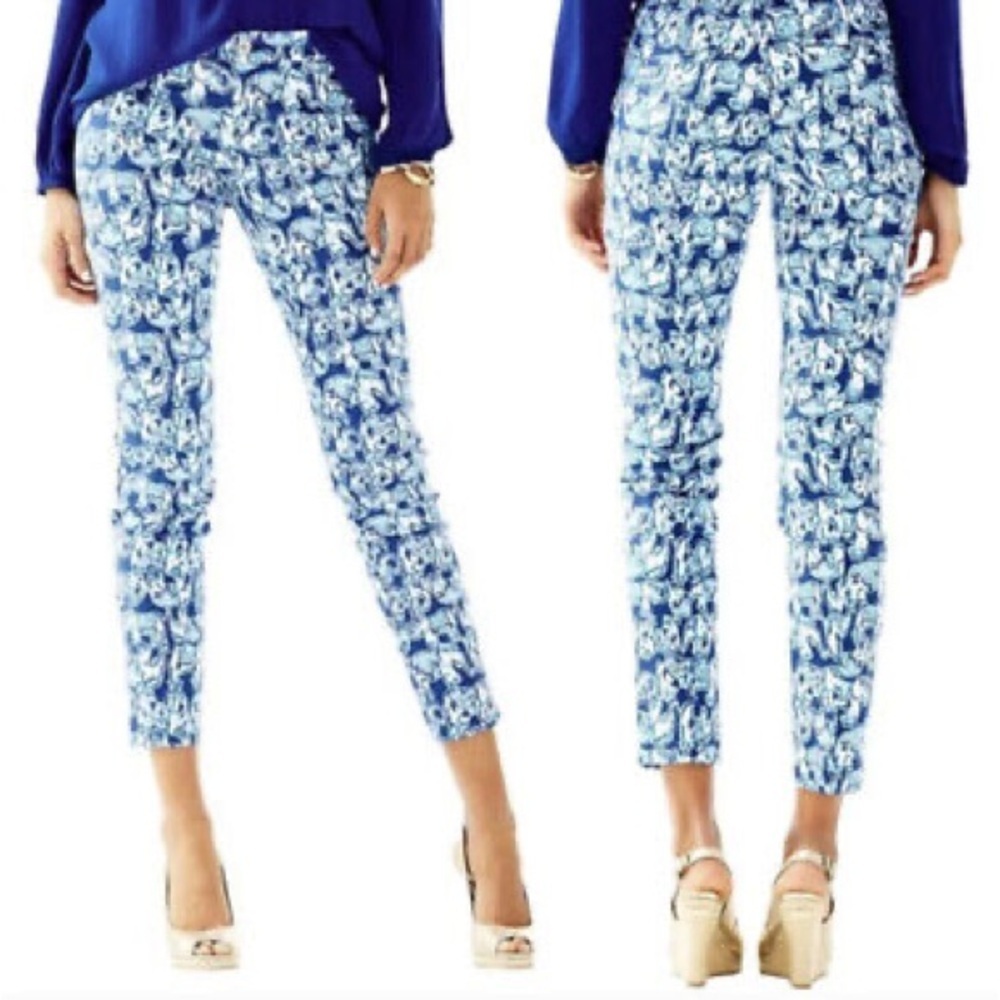 Lilly Pulitzer Kelly Skinny Ankle Pants in Blue Elephants